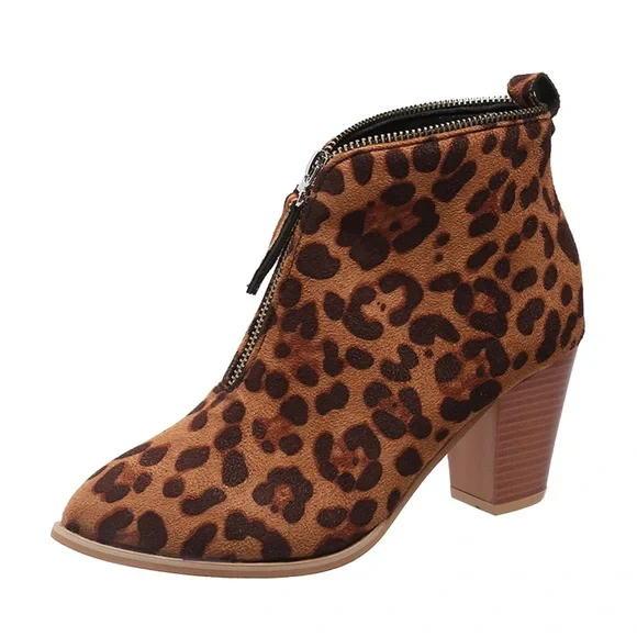 BEAST FASHION Leopard Print Ankle Booties - Picture 3 of 8